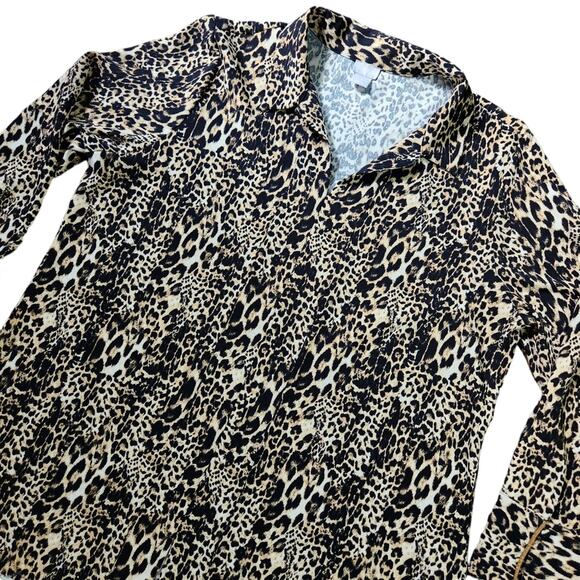 Chico's pullover top collared leopard print size XL 16 - Picture 2 of 10
